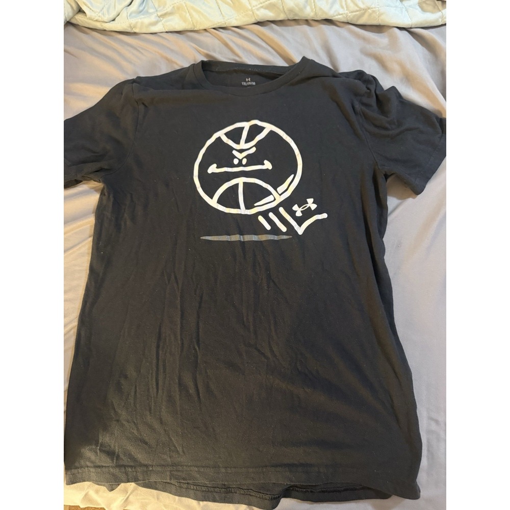 Under Armour Boys Sketch Basketball Graphic T-Shirt Black Size YXL